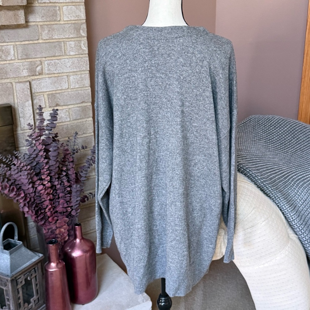 MADEWELL V-Neck Cardigan Sweater Merino Wool Blend  - Gray - Picture 7 of 10